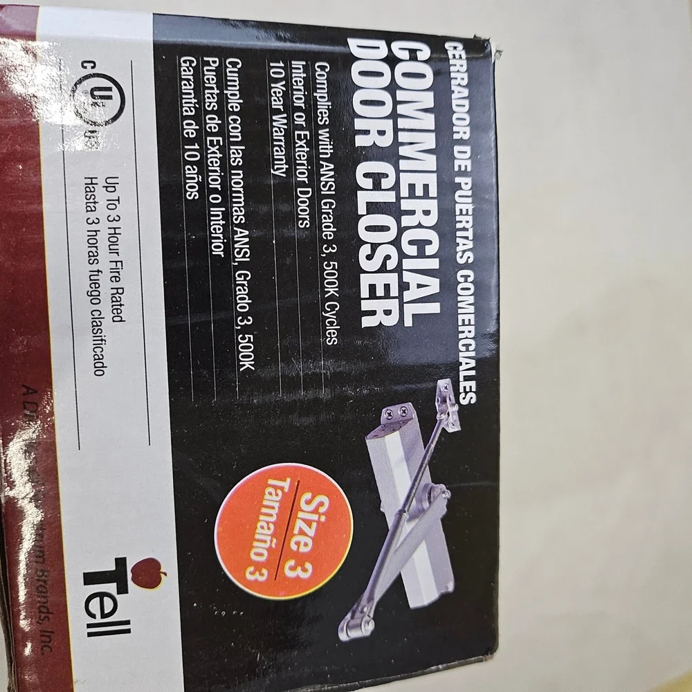 Tell Commercial Door Closer Size 3 Silver Aluminum ANSI Grade 3 DC100001 New